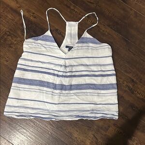 Blue and White Striped Women's Top